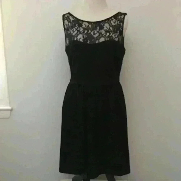 Aqua Black Dress with Lace Bodice Size M - Picture 5 of 8